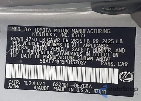 2023 Lexus Es 350 Ultra Luxury z USA, uszkodzony, nr VIN 58AFZ1B19PU157027